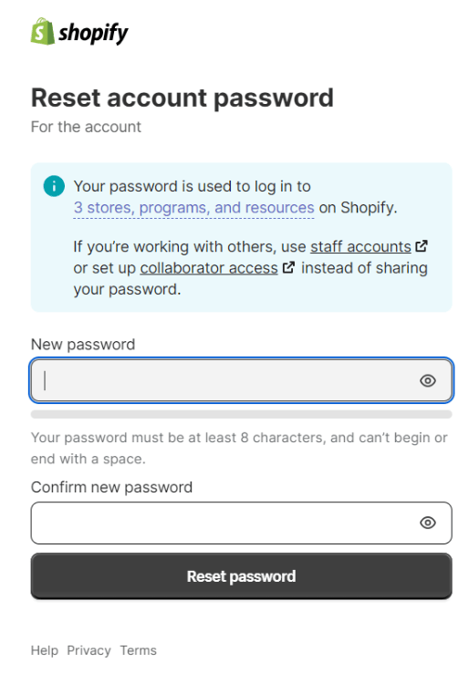 Enter your new password