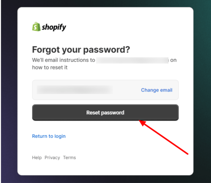 Follow the Password Reset Instructions